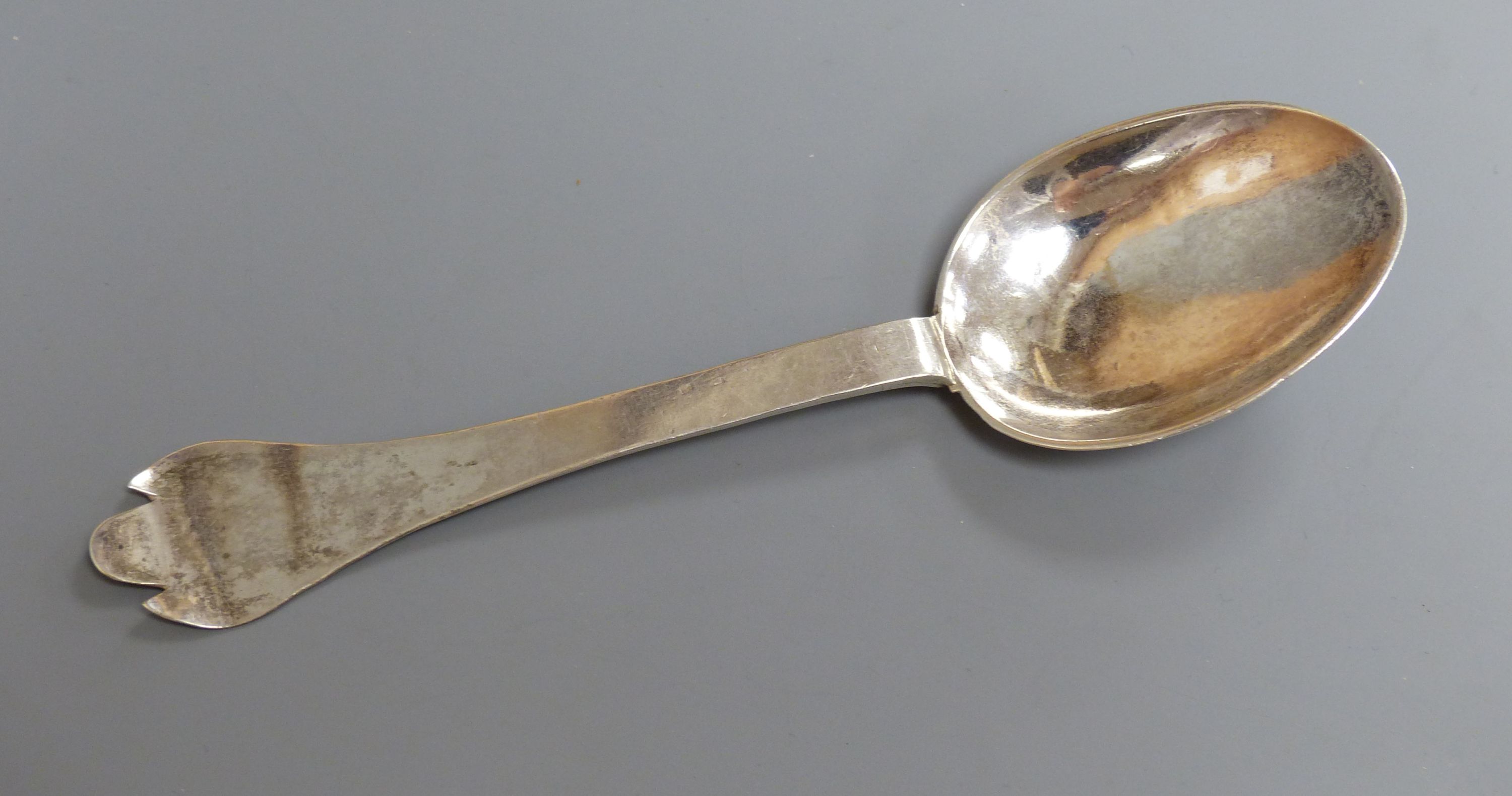 An early 18th century continental? white metal trefid spoon